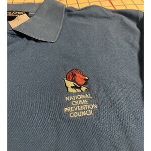 VINTAGE McGruff Crime Dog Prevention Council NCPC Embroidered Polo Shirt LARGE
